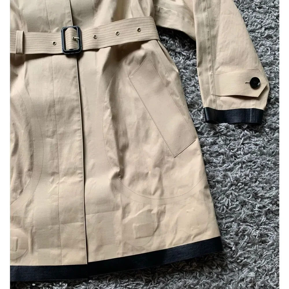 NEW NWT BURBERRY LONDON tan LEATHER COLLAR Trench Coat Jacket sz US 10 - Picture 7 of 15